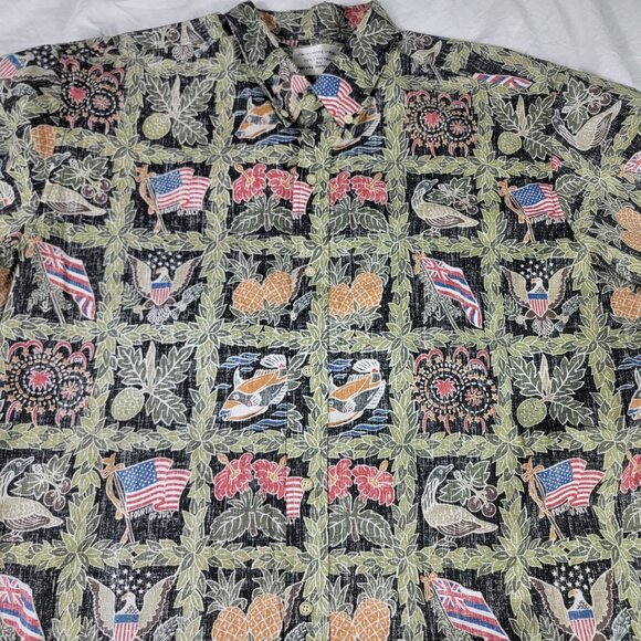 Reyn Spooner Dietrich Varez Mens 3XL 4th Of July Hawaiian Shirt America Outdoors - Picture 3 of 9